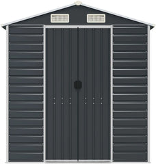 VIDAXL Garden Shed Anthracite 191x300x198 cm Galvanized Steel Nibeza Style