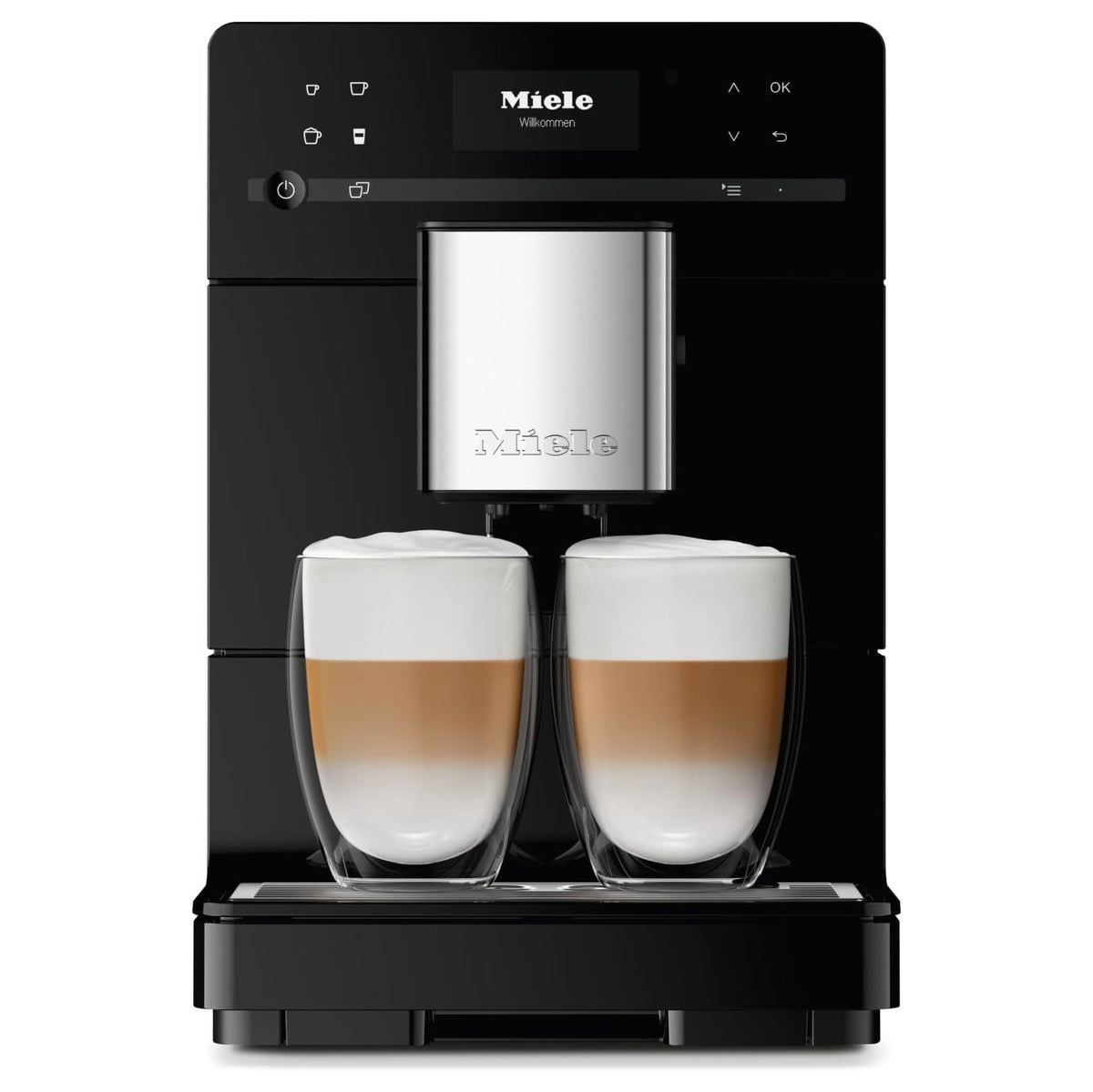 Miele CM 5310 Silence – Automatic coffee machine with OneTouch for Two, Aromatic System, coffee maker, cleaning programs and more, in obsidian black Nibeza Style