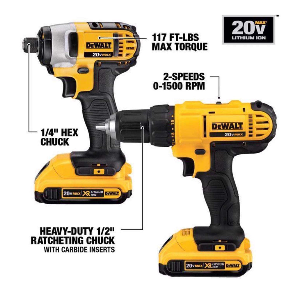20-Volt MAX Lithium-Ion Cordless 7-Tool Combo Kit with 2.0 Ah Battery, 5.0 Ah Battery and Charger Nibeza Style