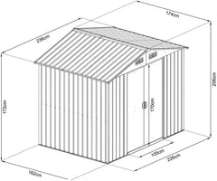 VERDELOOK Jardin Metal Garden Shed 236 x 174 cm Height 206 cm, Green Nibeza Style