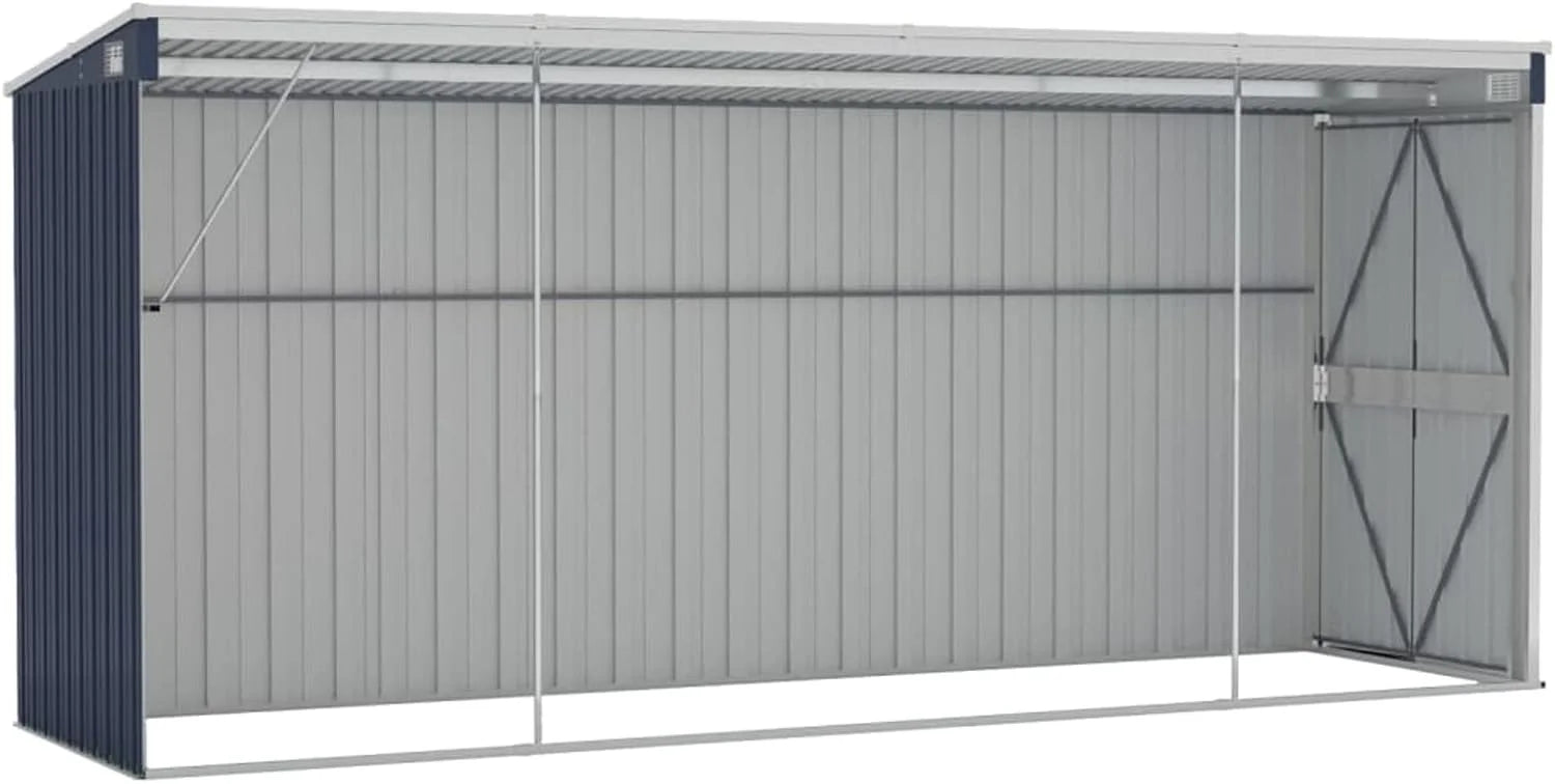 Wall-mounted garden shed Anthracite 118x382x178 cm Steel Nibeza Style
