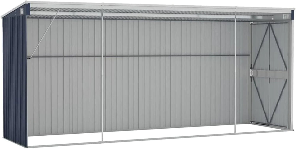 Wall-mounted garden shed Anthracite 118x382x178 cm Steel Nibeza Style