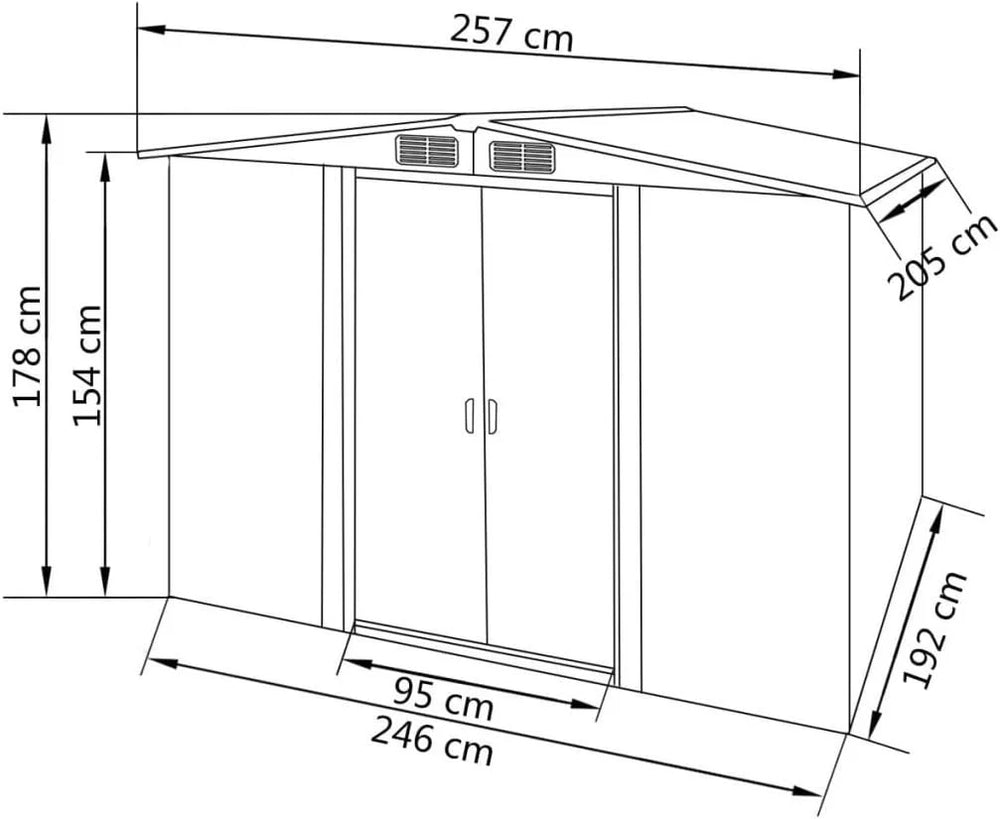 Grey metal garden shed 257x205x178 cm Nibeza Style