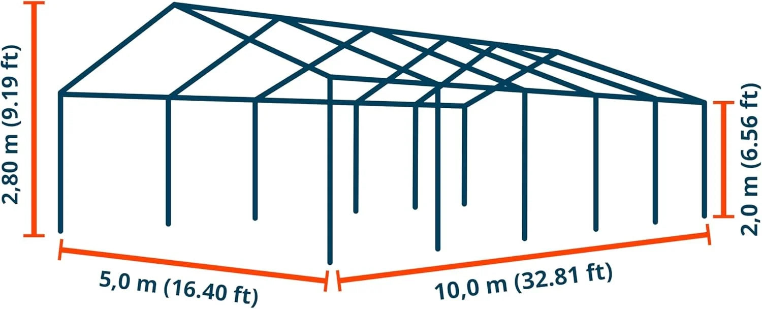 TOOLPORT 5 x 10 m PVC 700 N white waterproof warehouse tent Nibeza Style