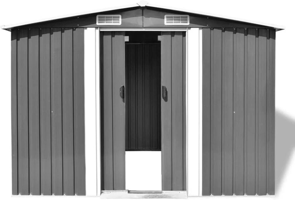 Grey metal garden shed 257x205x178 cm Nibeza Style