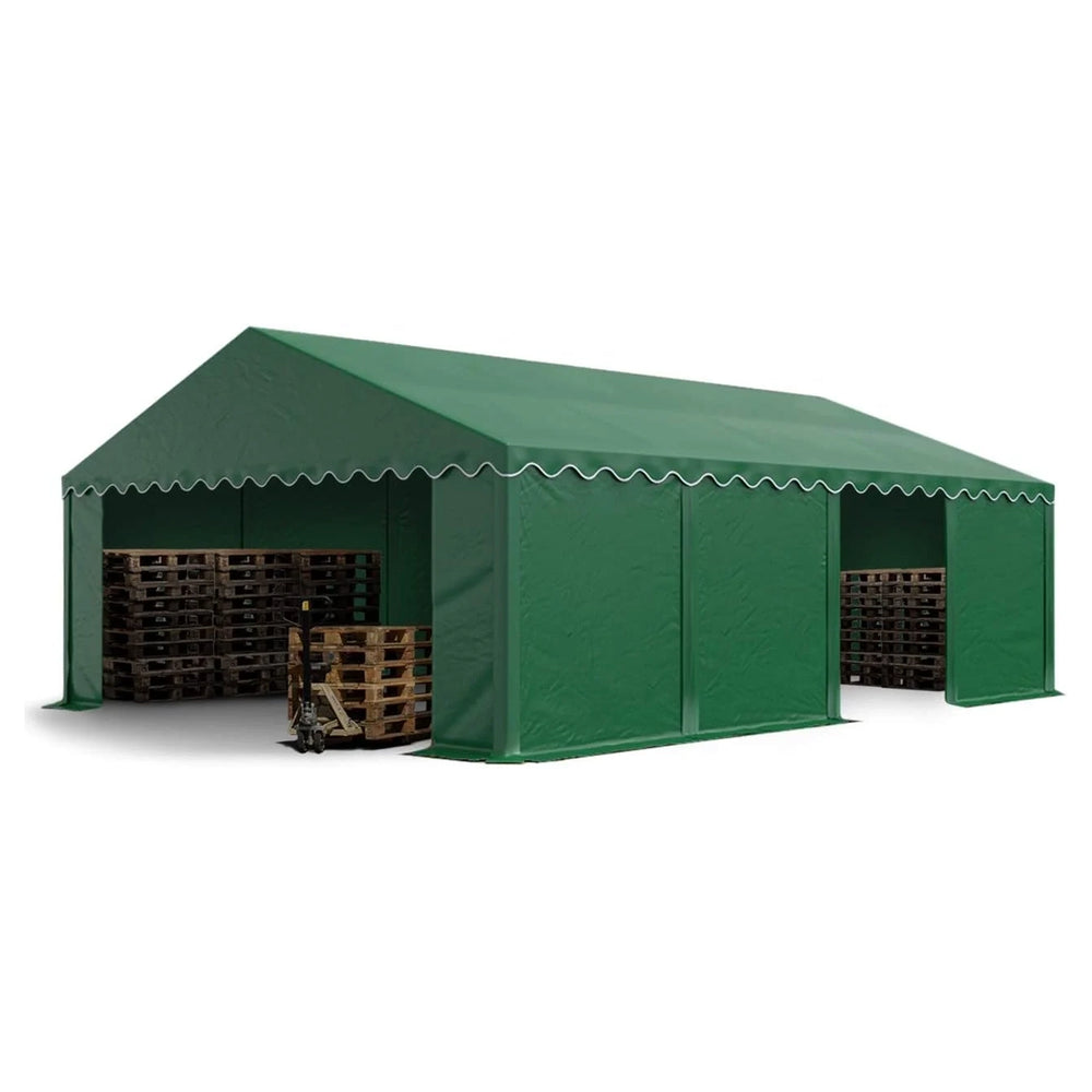 TOOLPORT 5 x 8 m PVC 700 N dark green waterproof warehouse tent Nibeza Style