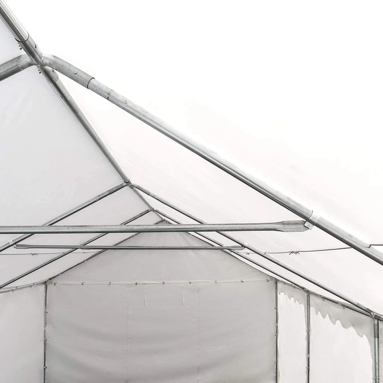 Carpasol – Toolport Storage tent 4×8 m PVC 750 n white shed tent perimeter frame and roof reinforcement Nibeza Style