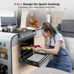 Camplux 21 Inches RV Stove Gas Range Oven 3 Burners Cooktop Nibeza Style