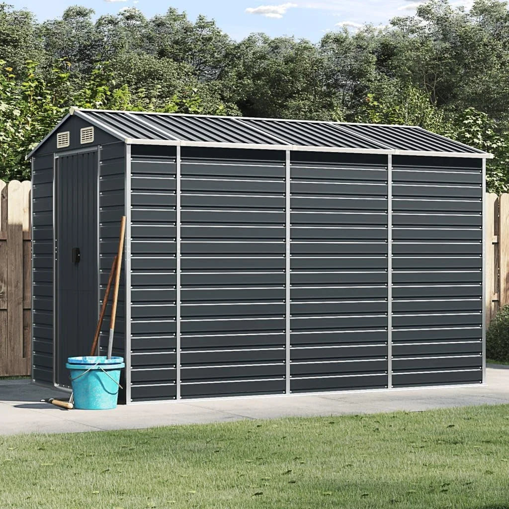 VIDAXL Garden Shed Anthracite 191x300x198 cm Galvanized Steel Nibeza Style