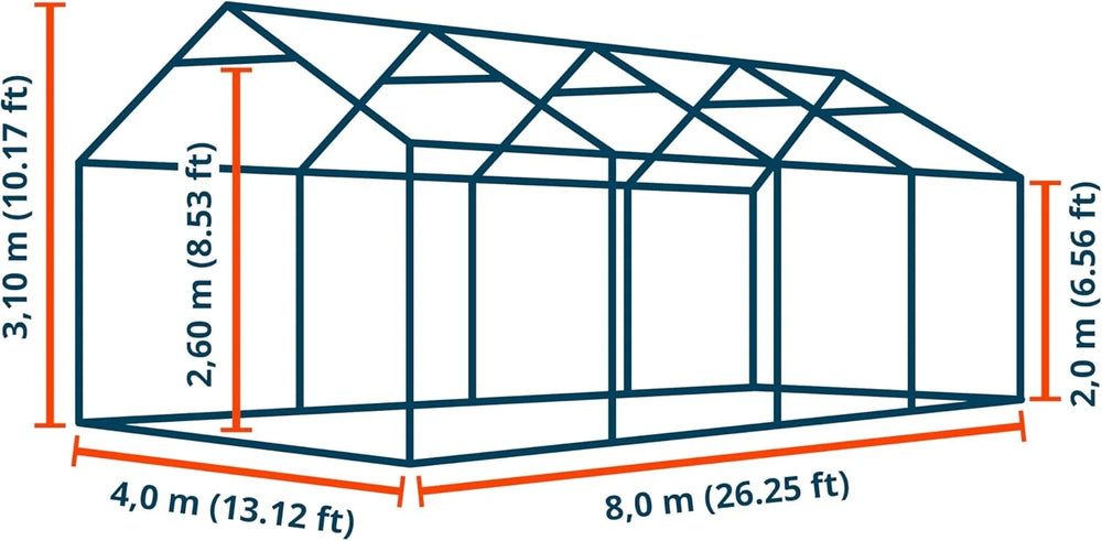 Carpasol – Toolport Storage tent 4×8 m PVC 750 n white shed tent perimeter frame and roof reinforcement Nibeza Style