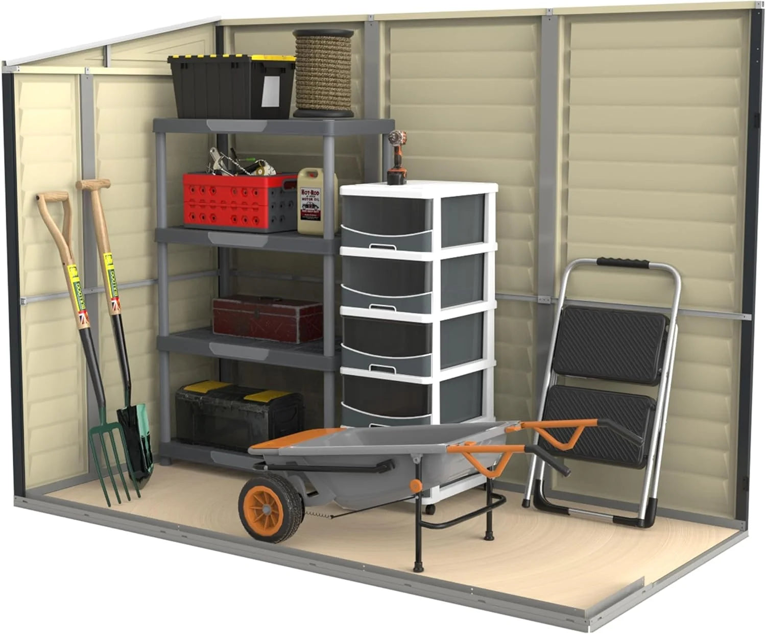 Duramax SideMate 4 x 8 PLUS Plastic Garden Shed with Metal Foundation Kit, Dark Grey Nibeza Style