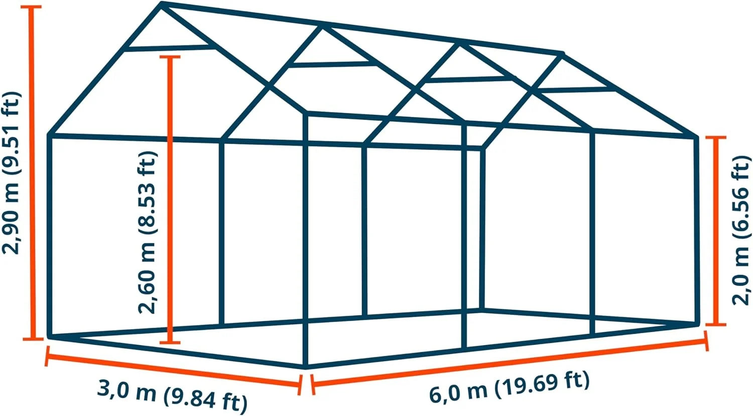 3×6 m storage tent, PVC 750, perimeter frame, white Nibeza Style