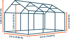 3×6 m storage tent, PVC 750, perimeter frame, white Nibeza Style