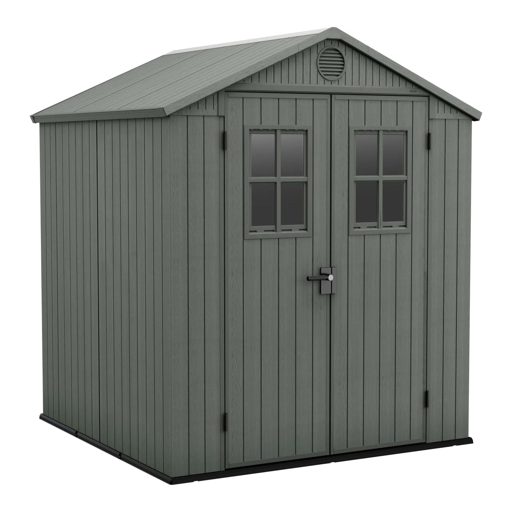 Keter Darwin Garden Shed 6 x 6, Wood Effect Finish, Sage Green, 3.30 m², 190 x 183 x 221 H cm Nibeza Style