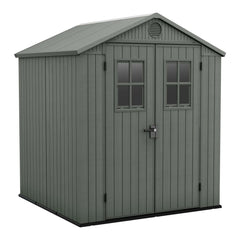 Keter Darwin Garden Shed 6 x 6, Wood Effect Finish, Sage Green, 3.30 m², 190 x 183 x 221 H cm Nibeza Style