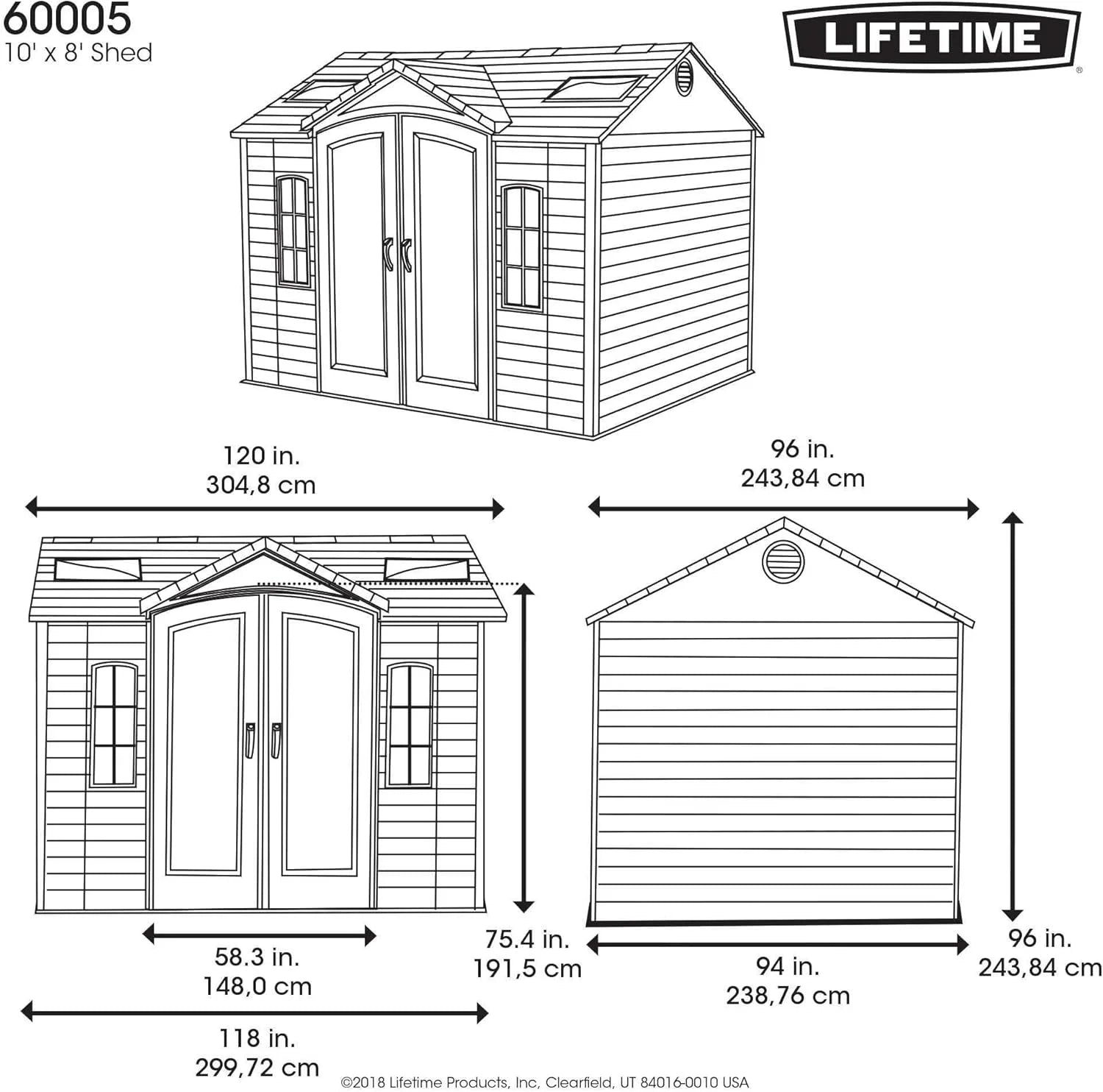 Lifetime 60005 Outdoor Storage Shed 10 x 8 Feet Nibeza Style
