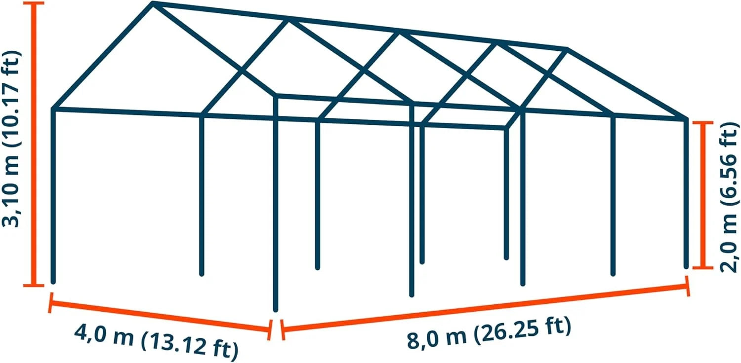 Toolport 4×8 m PVC 700 n white waterproof storage tent shed tent Nibeza Style
