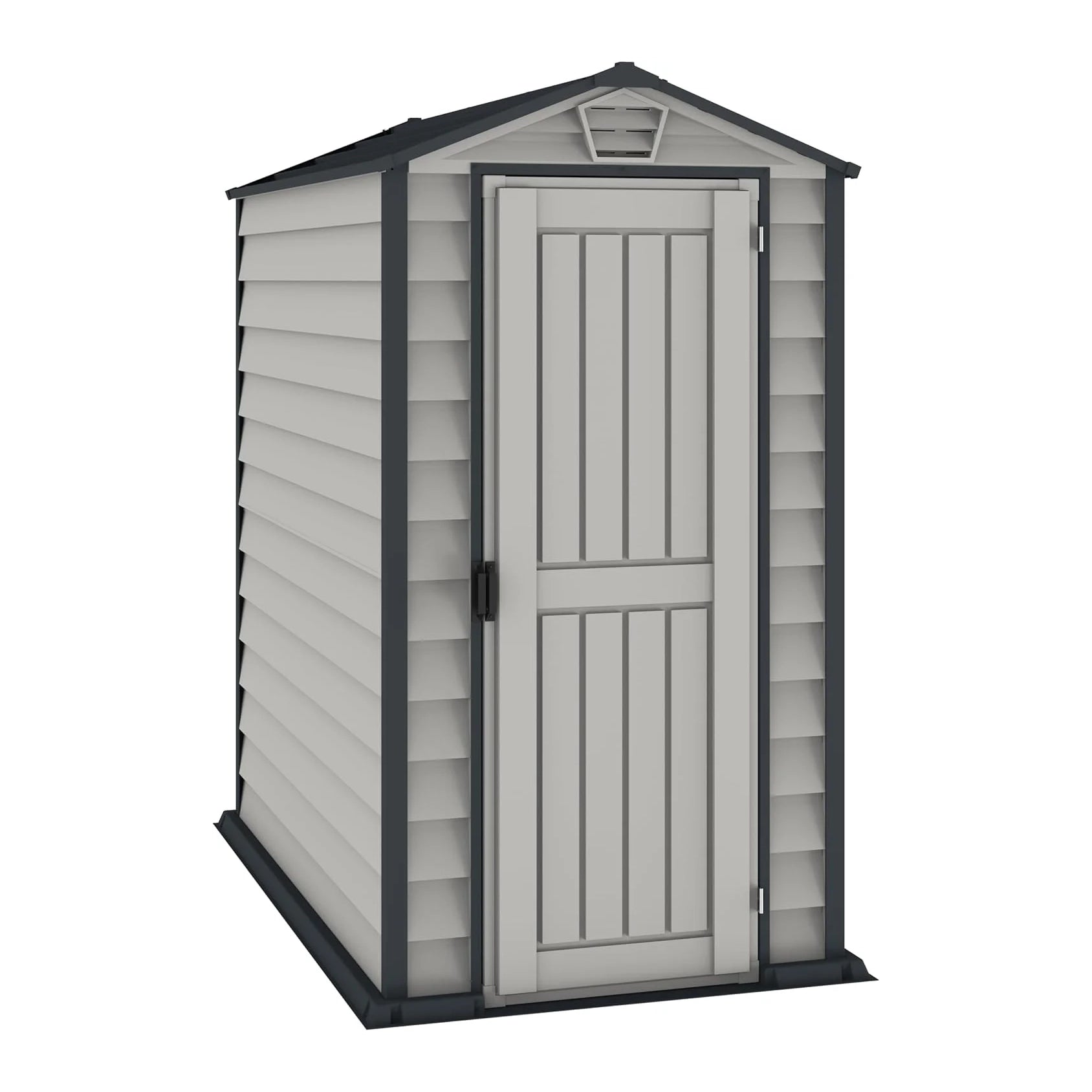 Duramax EverMore 4 x 6ft Plastic Garden Shed – Adobe & Grey – Fire Retardant & All Season Outdoor Storage Solution – Includes Plastic Floor, Dark Grey and Adobe Nibeza Style