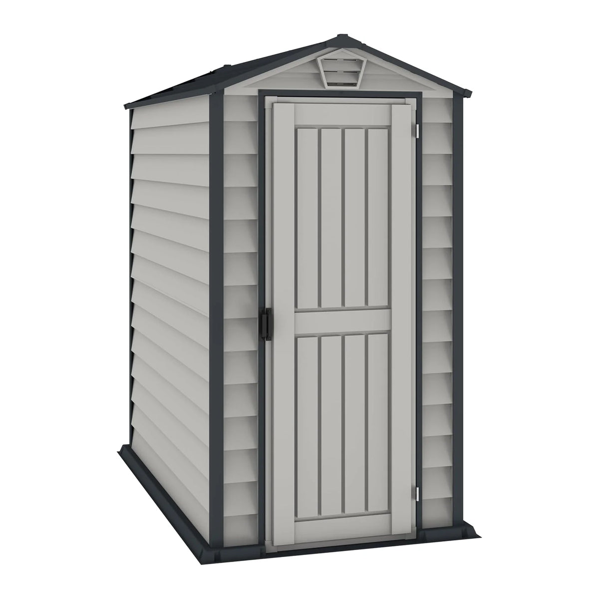Duramax EverMore 4 x 6ft Plastic Garden Shed – Adobe & Grey – Fire Retardant & All Season Outdoor Storage Solution – Includes Plastic Floor, Dark Grey and Adobe Nibeza Style