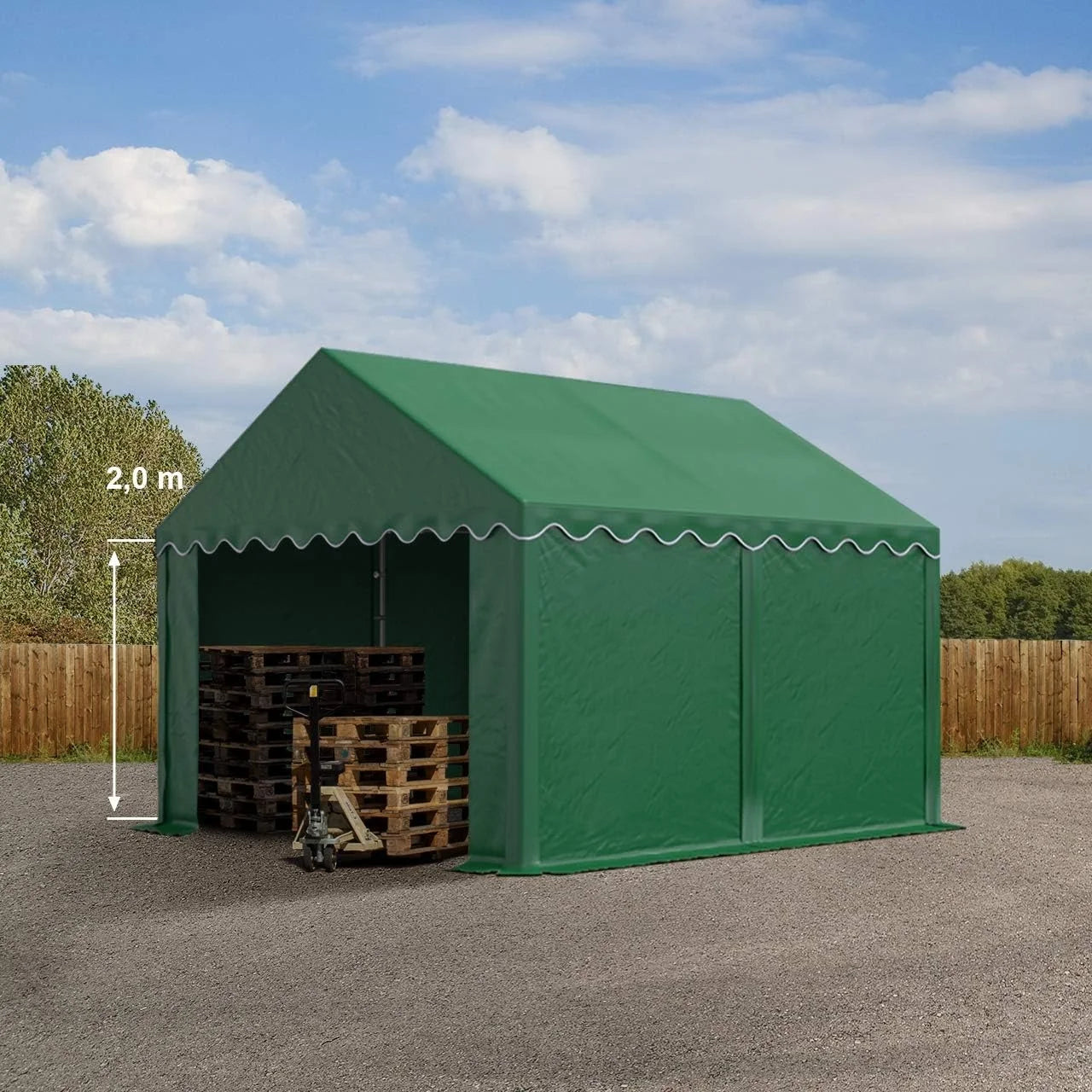 3×4 m storage tent, PVC 700, dark green Nibeza Style