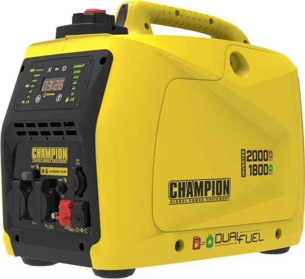 Champion 2000 Watt Dual Fuel Inverter Petrol Emergency Generator, 230V, EU Nibeza Style