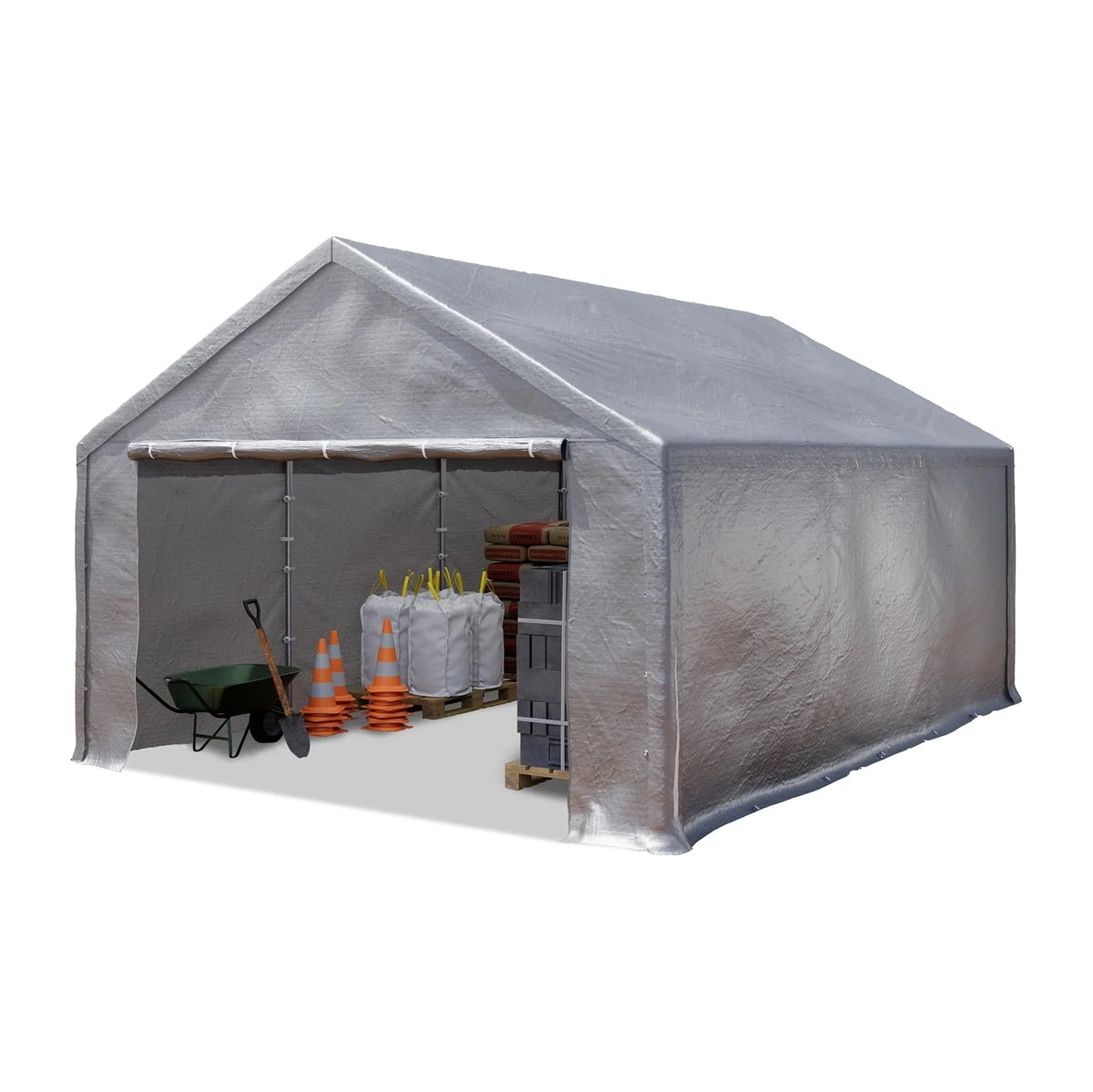 TOOLPORT 3x6 m storage tent, tent structure, garage tent, PE 350 N tarpaulin, waterproof, grey Nibeza Style