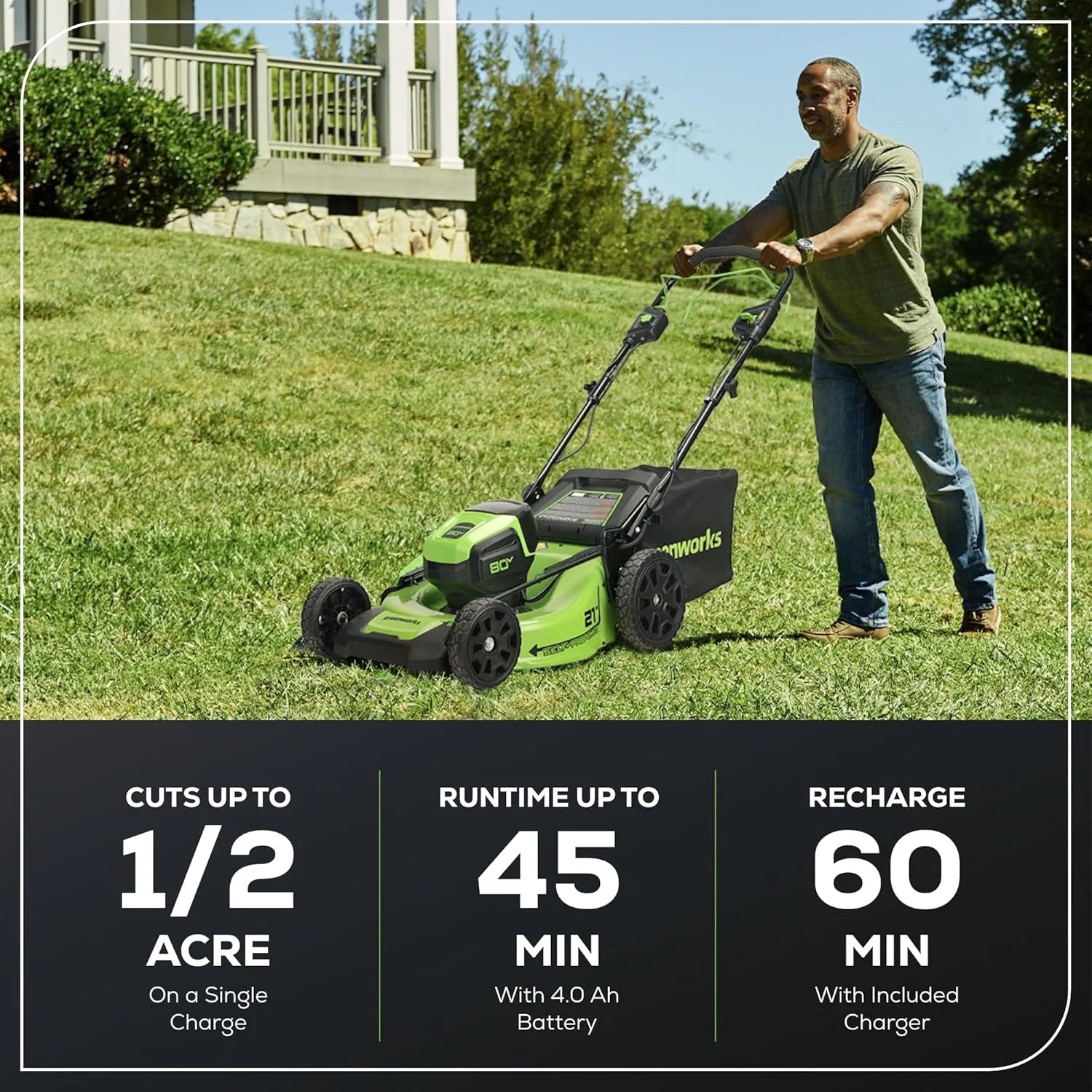 Greenworks 80V 21″ Cordless Self-Propelled Lawn Mower Nibeza Style