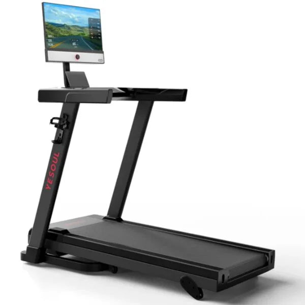 Yesoul T1M Plus Smart Folding Treadmill with 21.5 inch Touchscreen, Brushless Quiet Motor, 3-Level Incline, 9 Mph, App Sync & Space-Saving Design for Nibeza Style