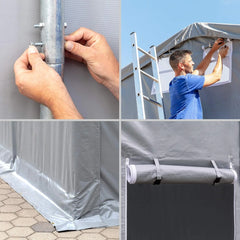 4x6m storage tent, 3.0m high, hinged door, PVC 850, grey, no static Nibeza Style