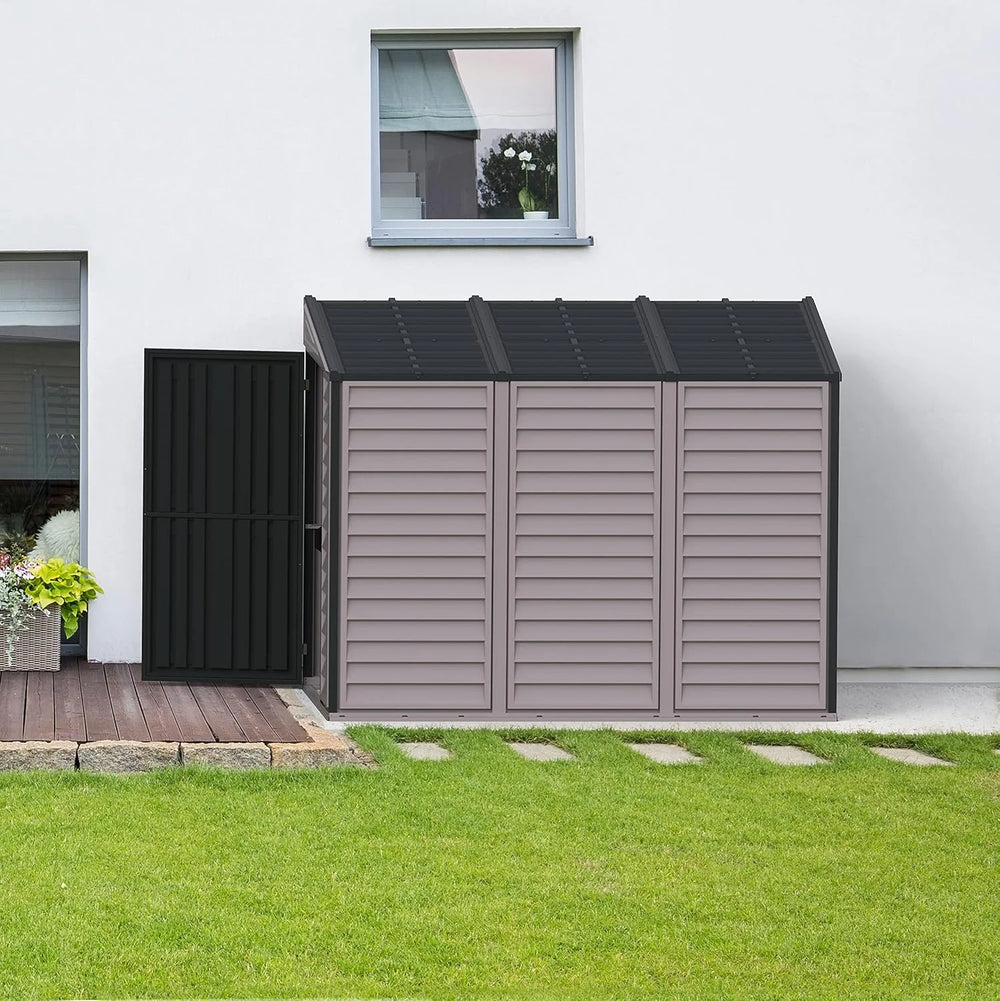 Duramax SideMate 4 x 8 PLUS Plastic Garden Shed with Metal Foundation Kit, Dark Grey Nibeza Style