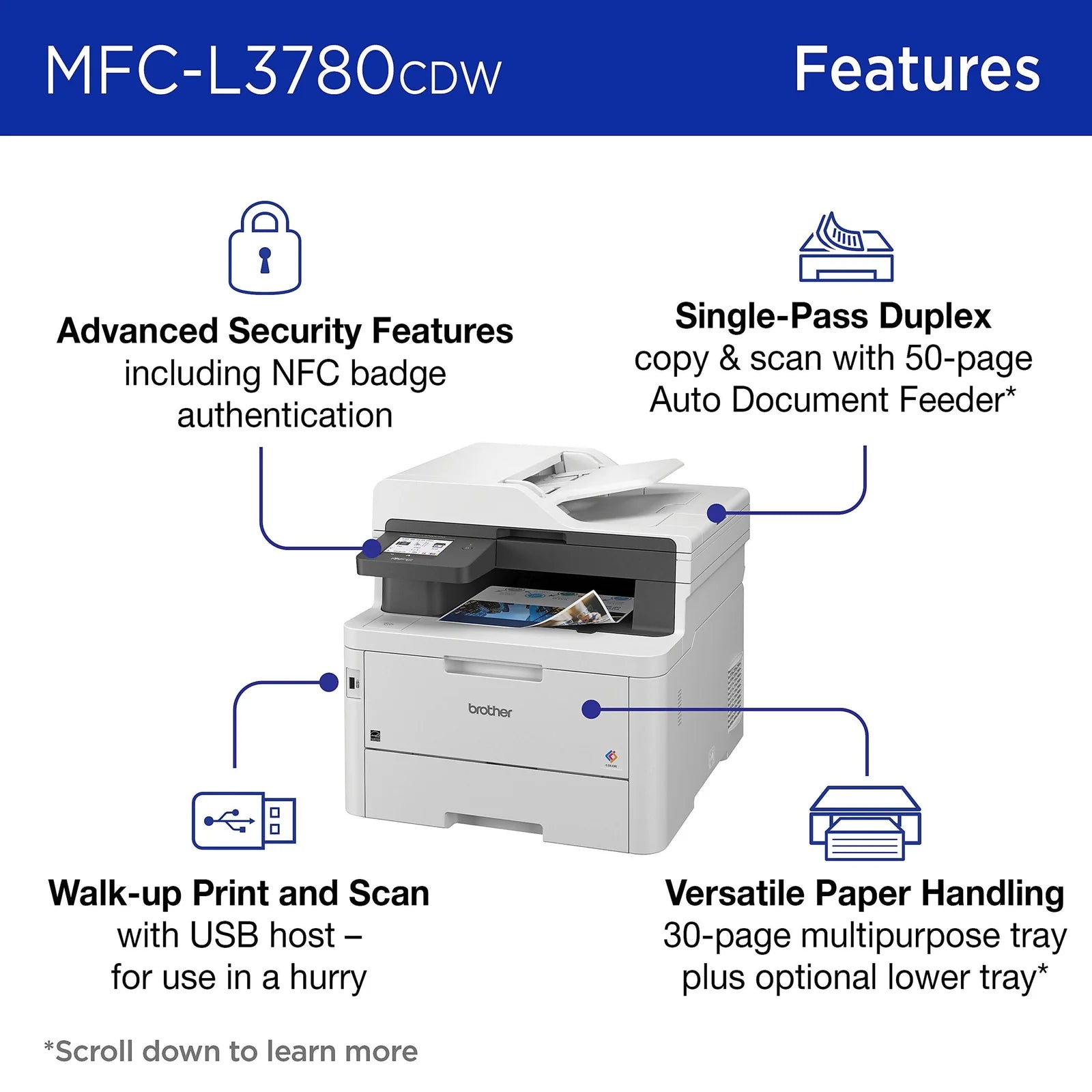 Brother MFC-L3780CDW Wireless Laser Color Printer Nibeza Style