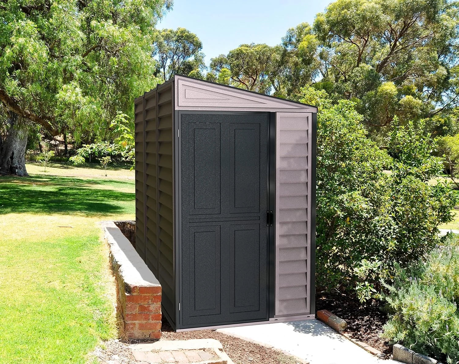 Duramax SideMate 4 x 8 PLUS Plastic Garden Shed with Metal Foundation Kit, Dark Grey Nibeza Style