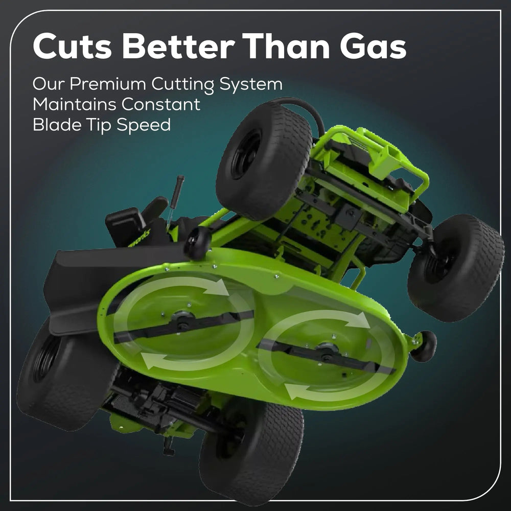 Greenworks 60V 42″ Cordless Battery CrossoverT Riding Lawn Mower Nibeza Style