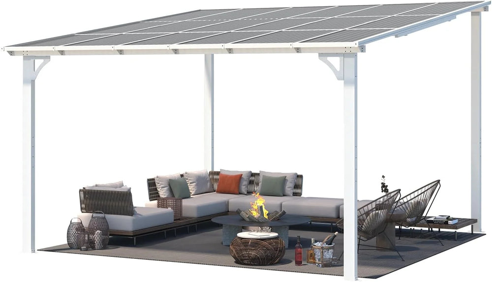 Aecojoy 12 ft x 12 ft White Aluminum Pergola with Canopy Nibeza Style
