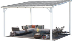 Aecojoy 12 ft x 12 ft White Aluminum Pergola with Canopy Nibeza Style