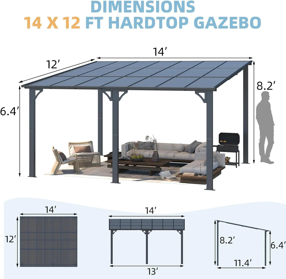 Aecojoy 14×12 ft Aluminum Pergola with Canopy Nibeza Style