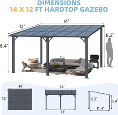 Aecojoy 14×12 ft Aluminum Pergola with Canopy Nibeza Style