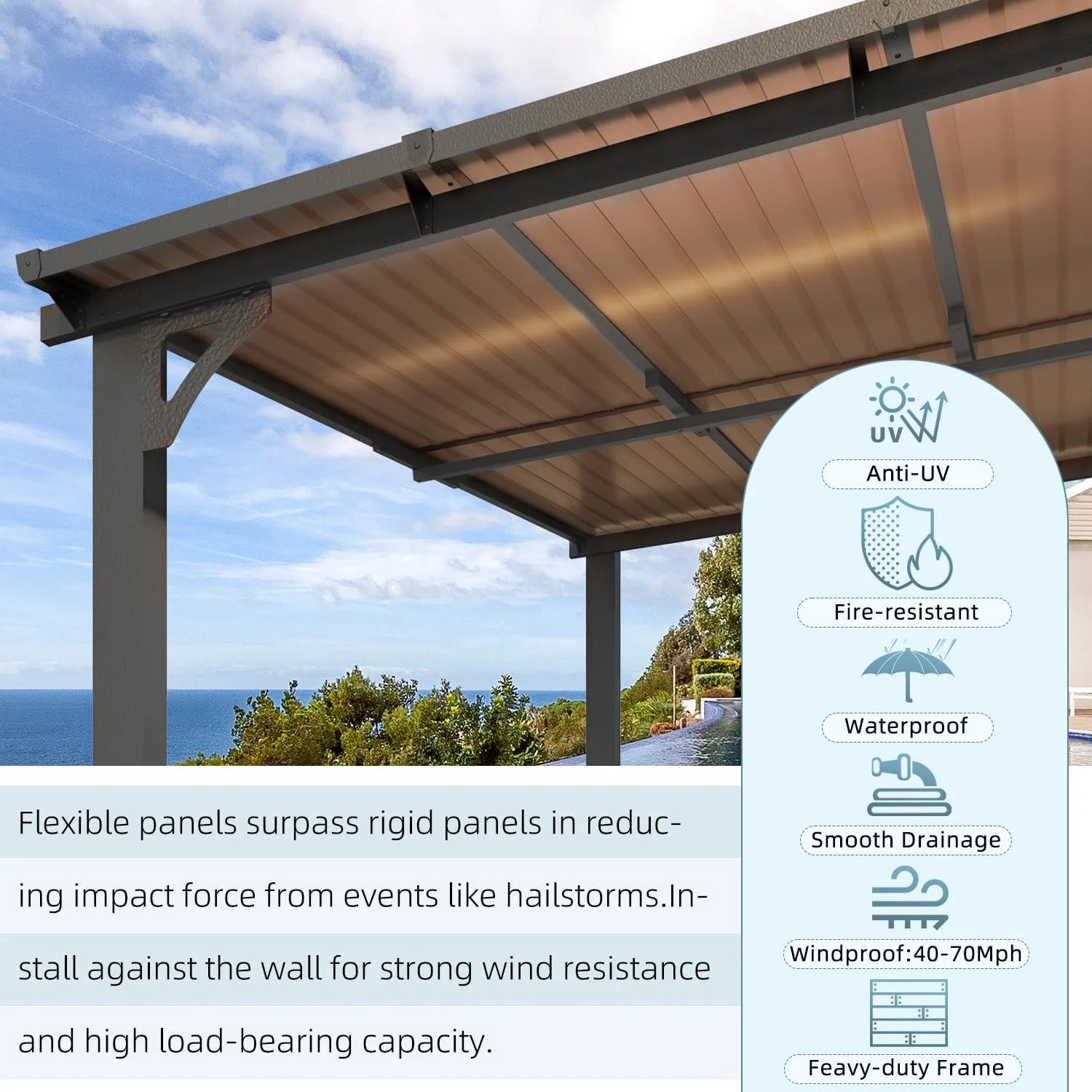 Aecojoy 14×12 ft Aluminum Pergola with Canopy Nibeza Style
