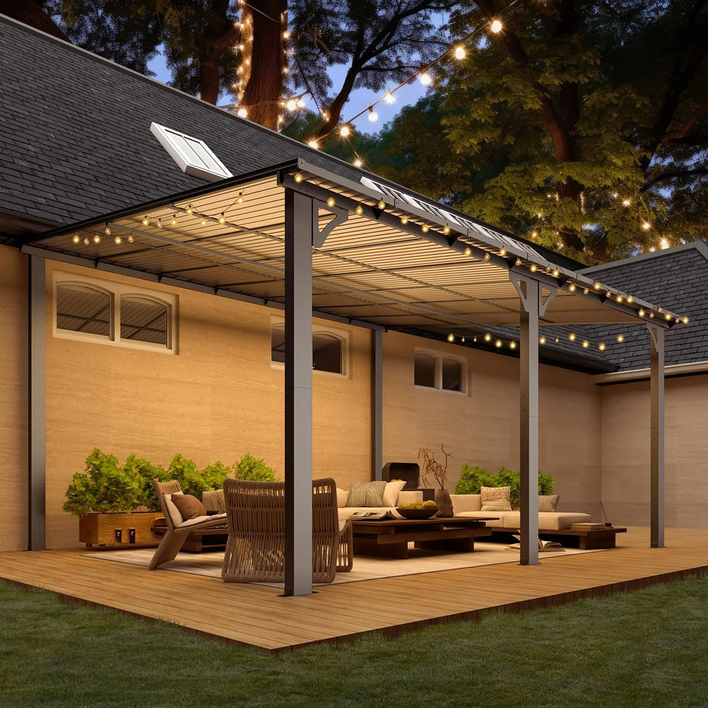 Aecojoy 14×12 ft Aluminum Pergola with Canopy Nibeza Style