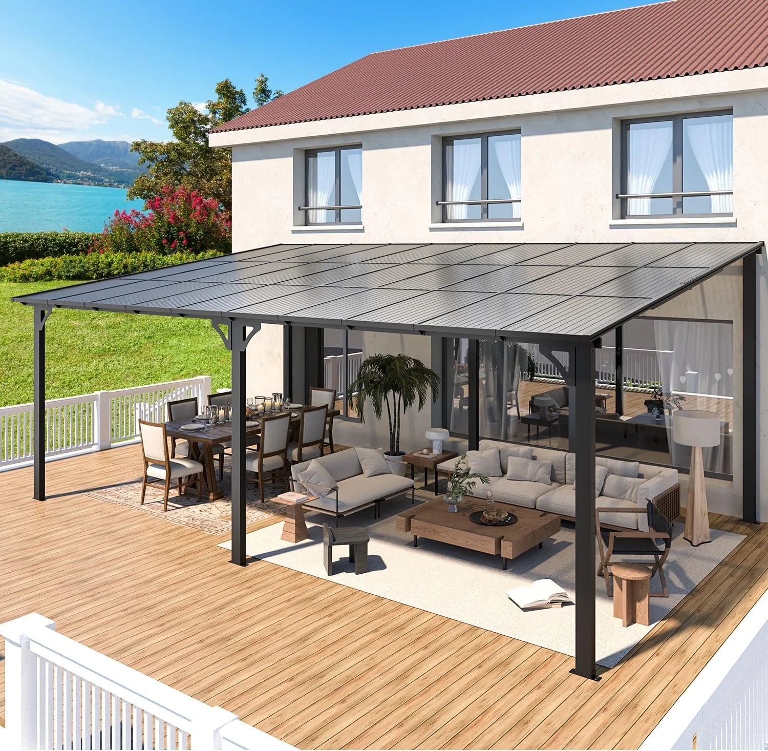 Aecojoy 20’x12′ Wall Mounted Gazebos Pergola Nibeza Style