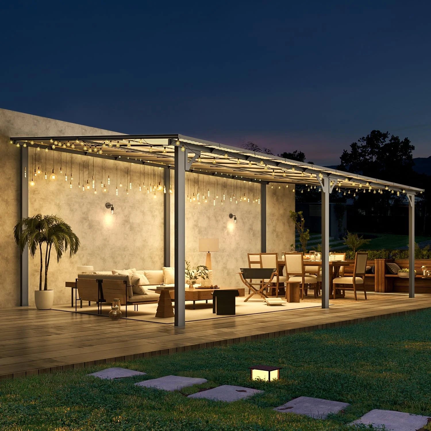 Aecojoy 20’x12′ Wall Mounted Gazebos Pergola Nibeza Style