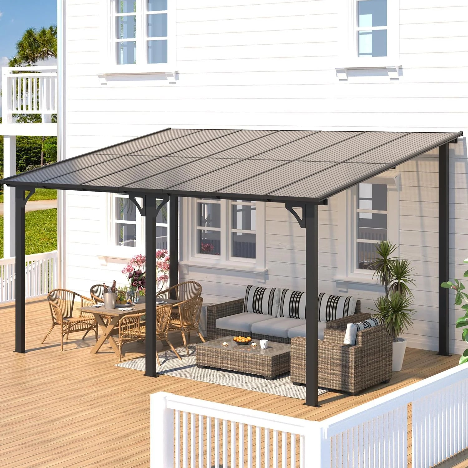 Aecojoy Aluminum Pergola with Canopy Nibeza Style
