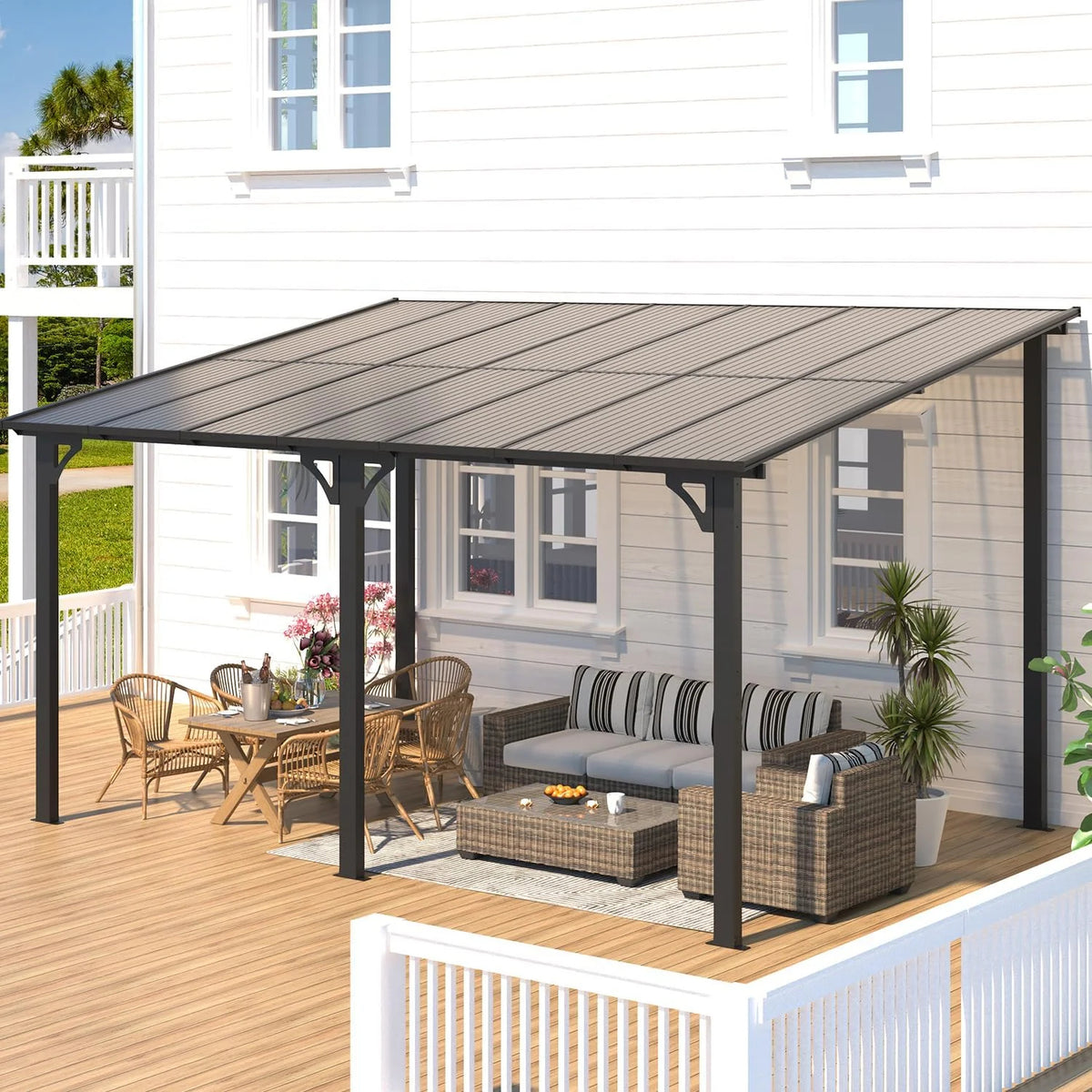 Aecojoy Aluminum Pergola with Canopy Nibeza Style