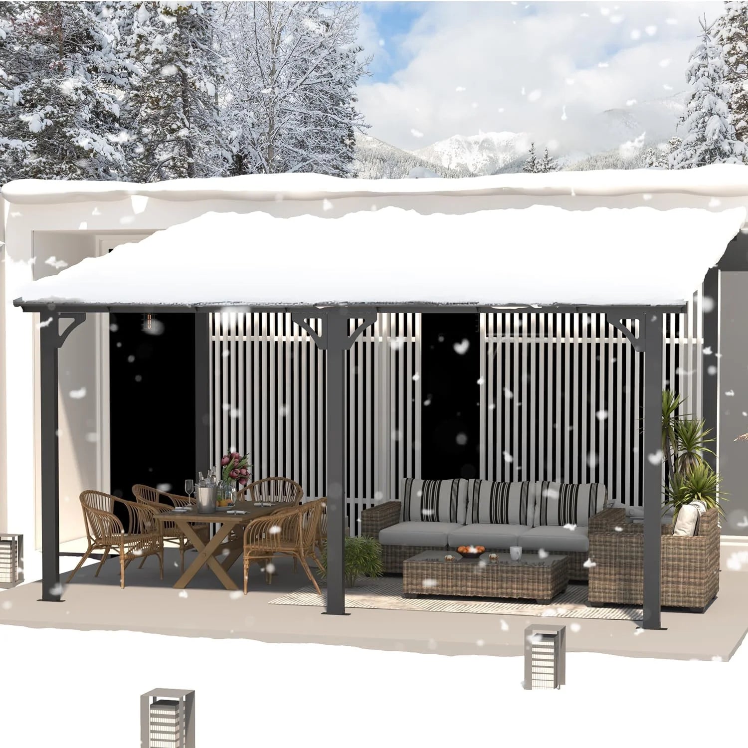 Aecojoy Aluminum Pergola with Canopy Nibeza Style