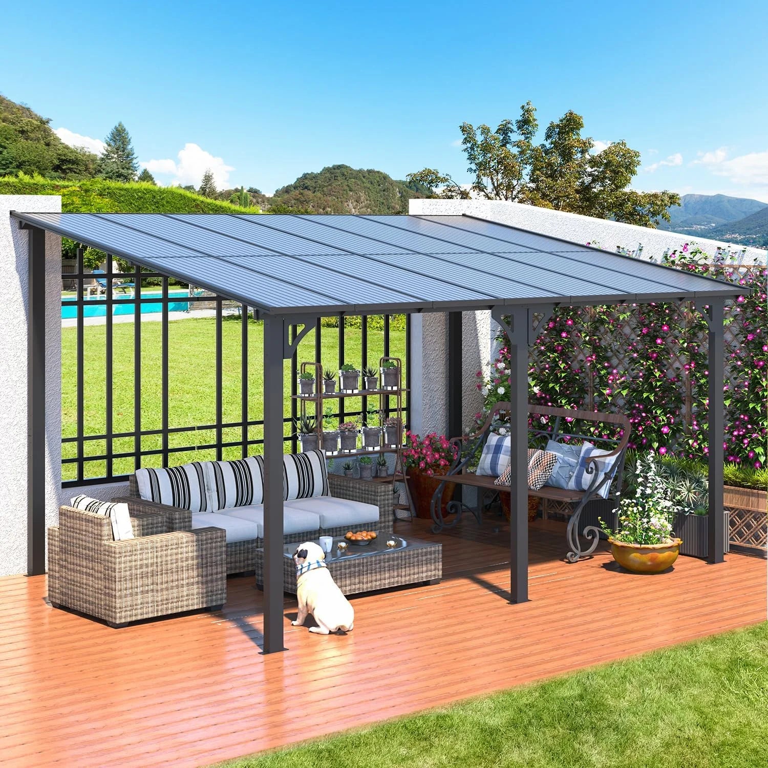 Aecojoy Aluminum Pergola with Canopy Nibeza Style