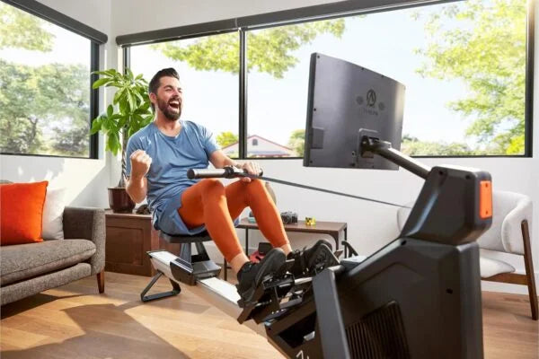 Aviron Strong Series Rower: 22″ HD Touchscreen, Dual Air & Magnetic Resistance up to 100 lbs. Game-Based Workouts, Streaming, Compact Design Nibeza Style