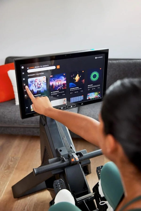 Aviron Strong Series Rower: 22″ HD Touchscreen, Dual Air & Magnetic Resistance up to 100 lbs. Game-Based Workouts, Streaming, Compact Design Nibeza Style