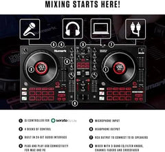 Numark Mixtrack Platinum FX Serato DJ Controller with Jog Wheel Displays, 4 Decks, Mixer, Effects Paddles and (Audio Interface) Nibeza Style