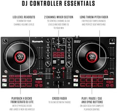 Numark Mixtrack Platinum FX Serato DJ Controller with Jog Wheel Displays, 4 Decks, Mixer, Effects Paddles and (Audio Interface) Nibeza Style