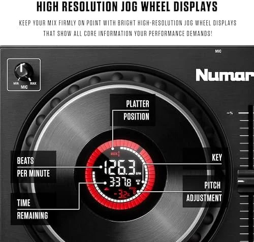 Numark Mixtrack Platinum FX Serato DJ Controller with Jog Wheel Displays, 4 Decks, Mixer, Effects Paddles and (Audio Interface) Nibeza Style